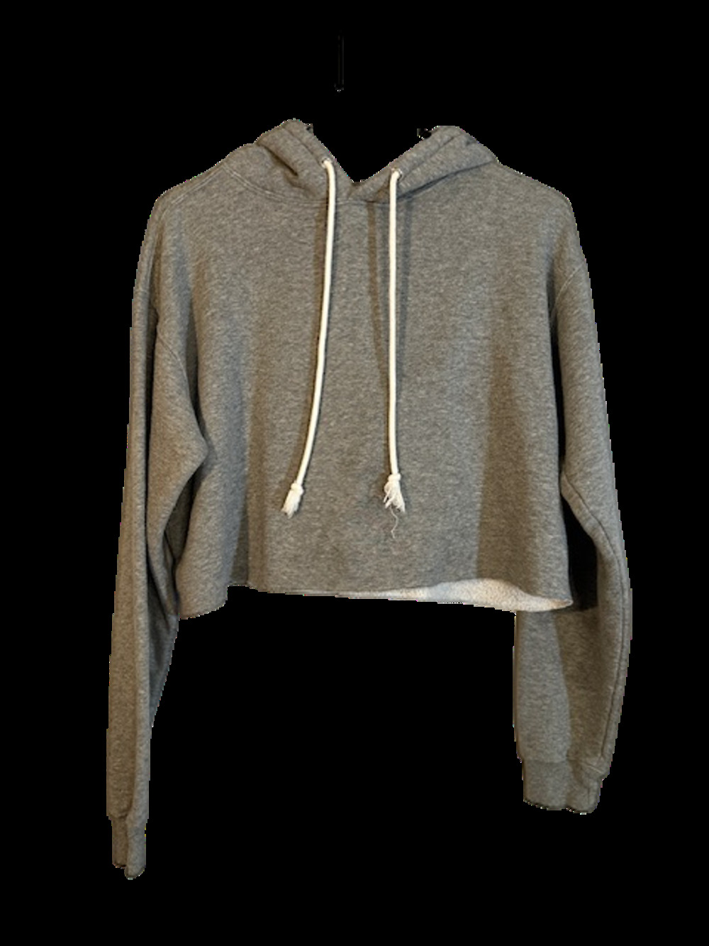 Wild Fable Gray Cut Off Cropped Hooded Cotton Blend Sweatshirt Women Sz S